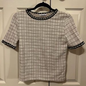 Zara Tweed Coquette Pearl-Lined Top (SOLD ON DEPOP)